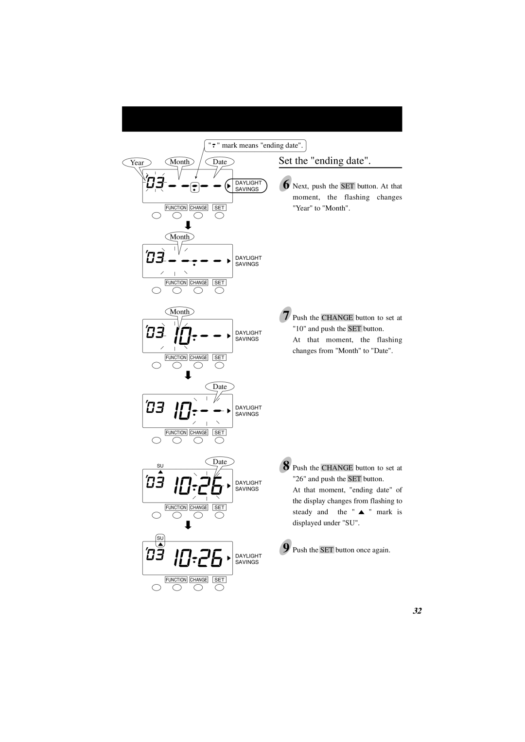 Lathem 7000E manual Set the ending date 