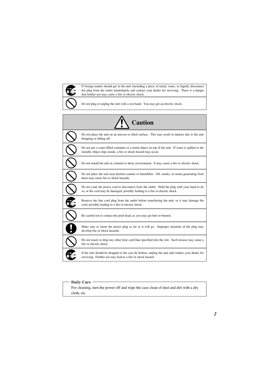 Lathem 7000E manual Daily Care 