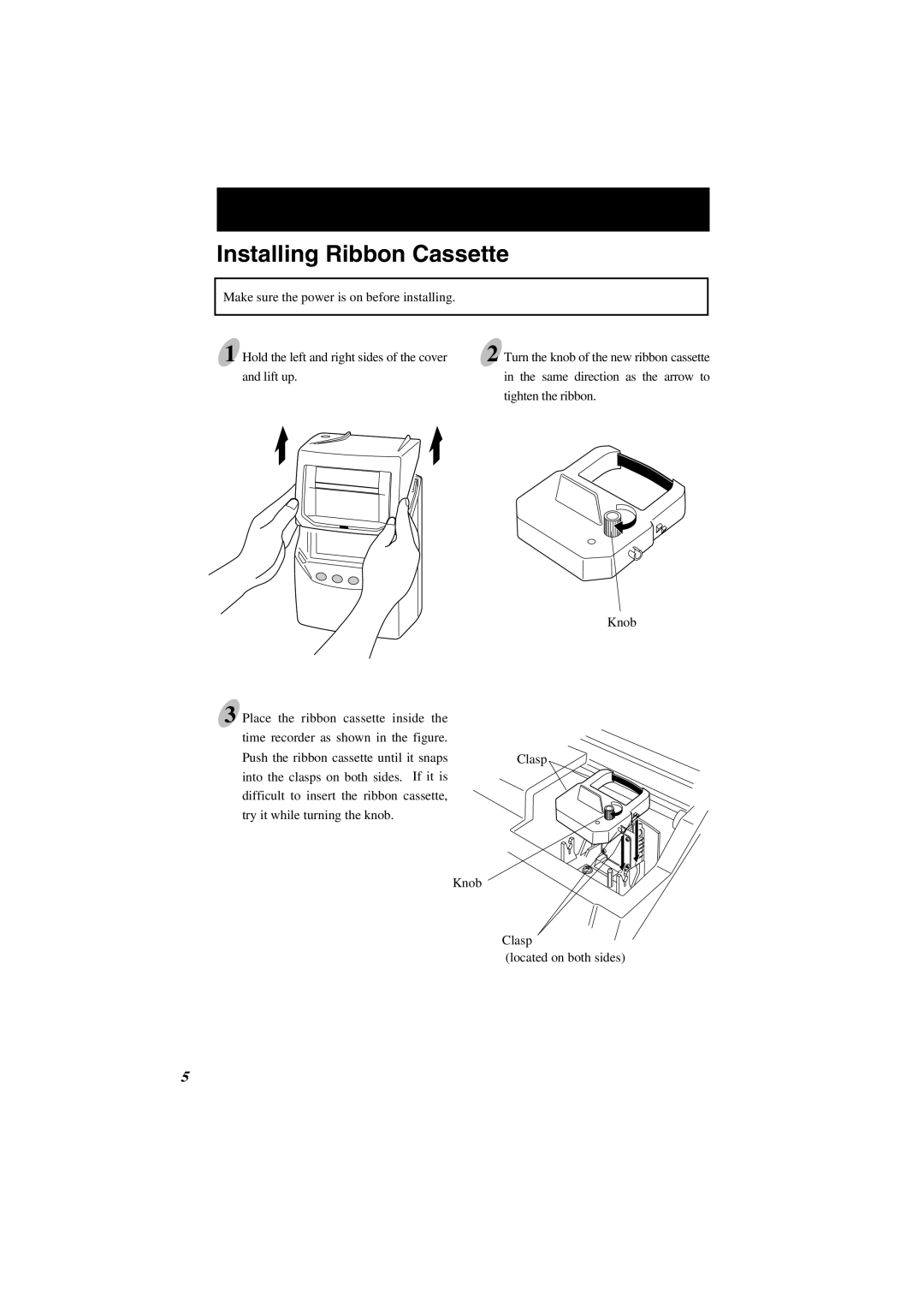 Lathem 7000E manual Installing Ribbon Cassette 