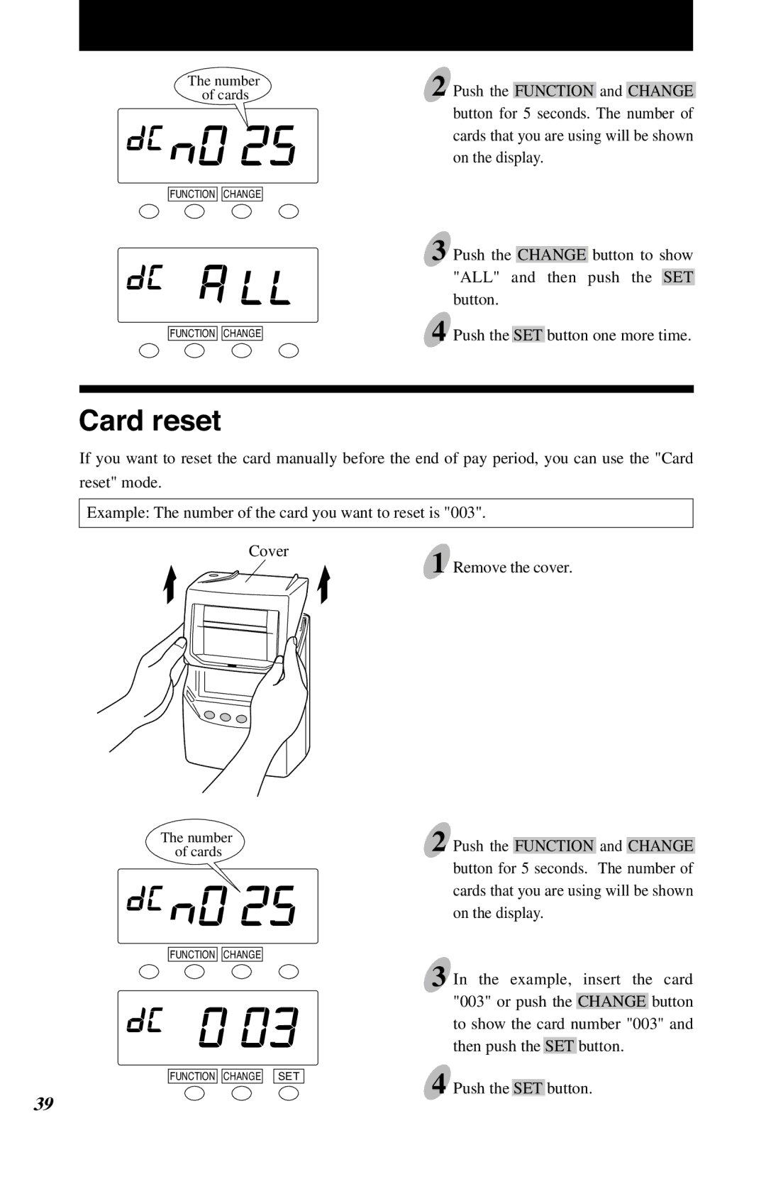 Lathem 7500E manual Card reset 