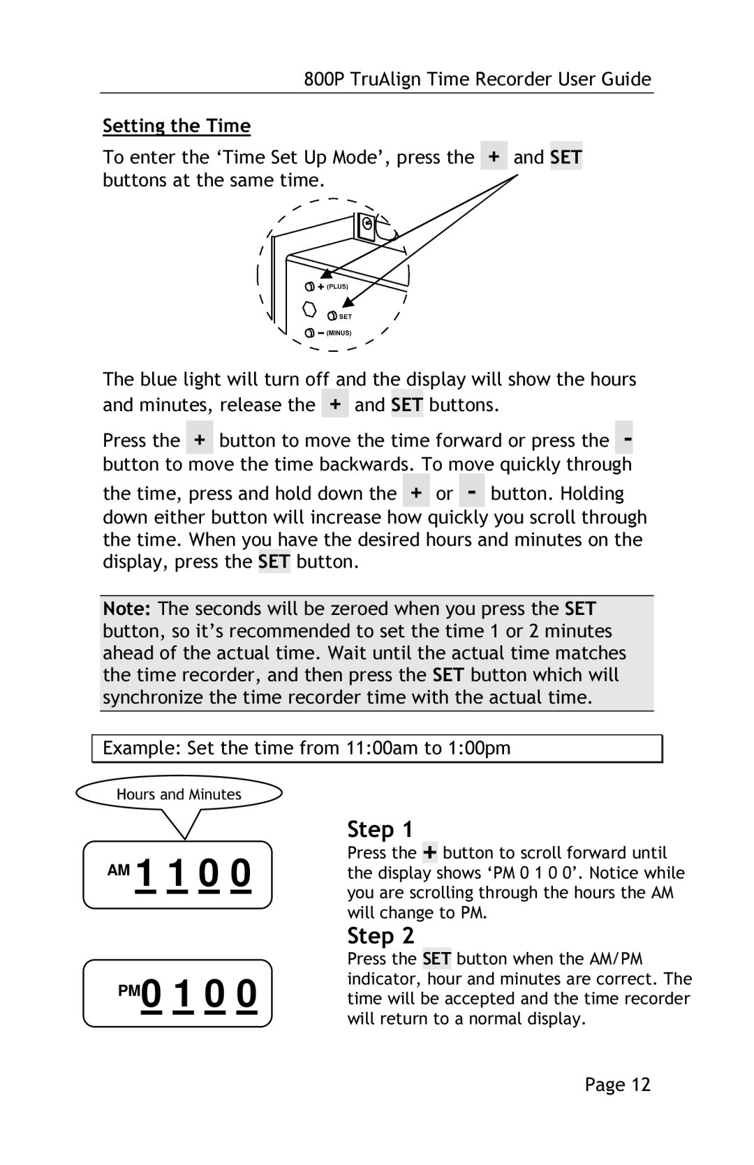 Lathem 800P manual AM 1 1 0 PM0 1 0 