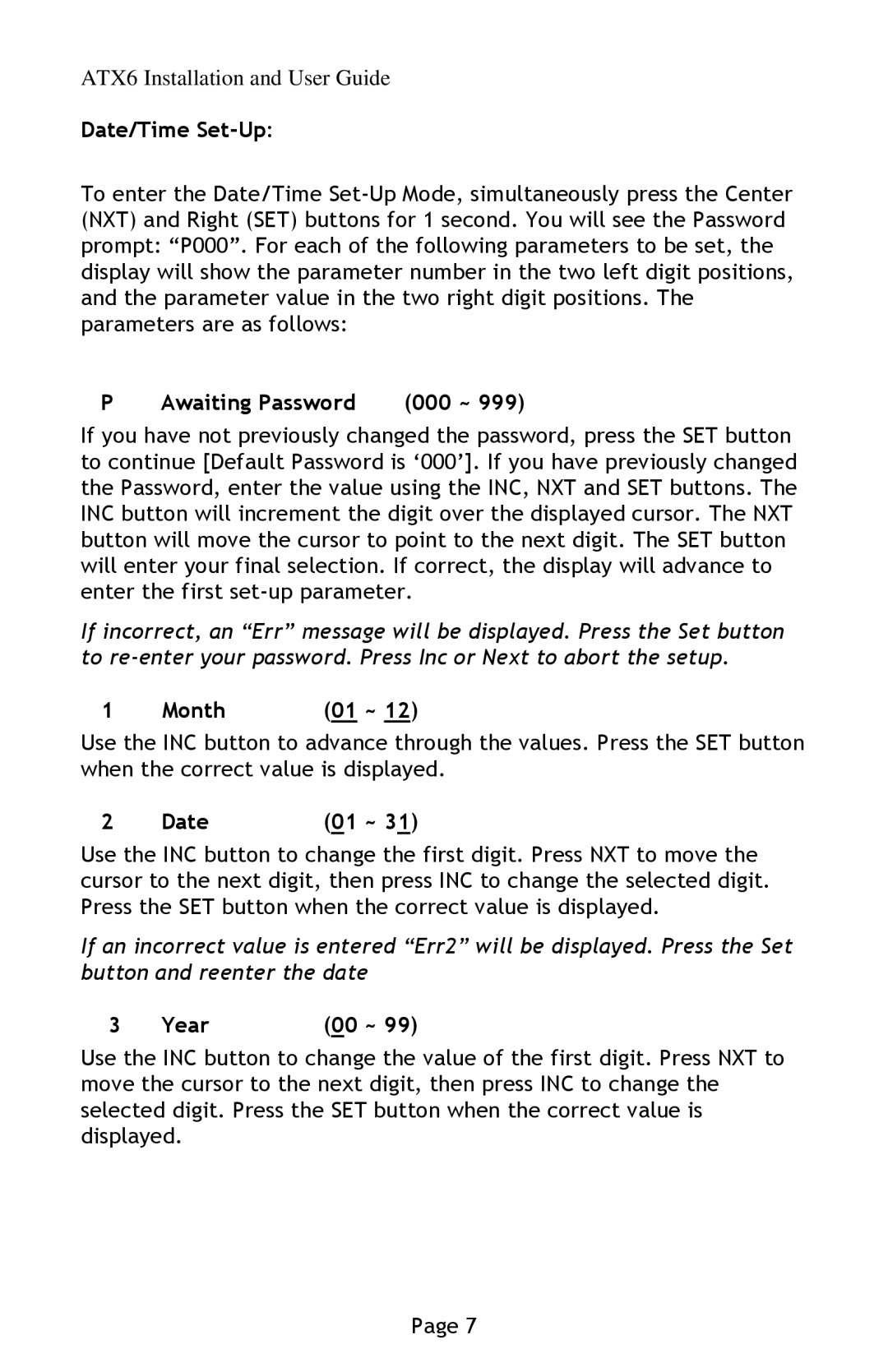 Lathem manual ATX6 Installation and User Guide 