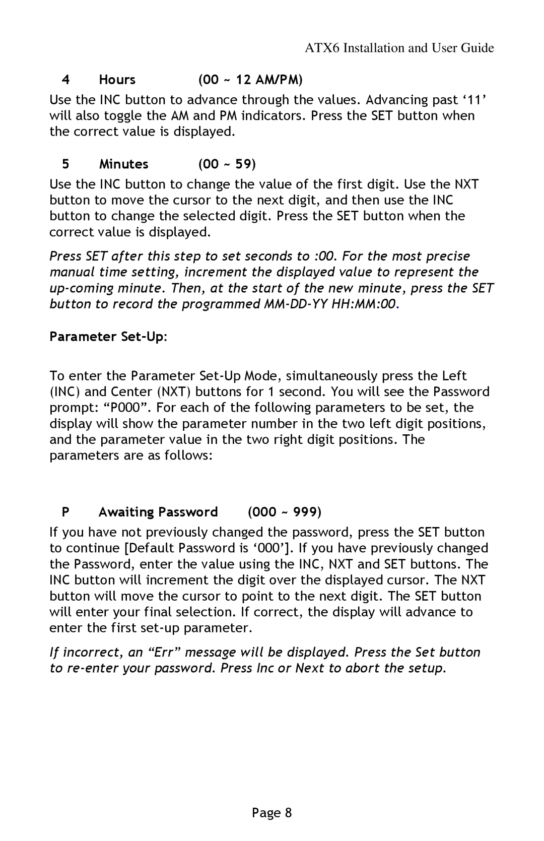 Lathem manual ATX6 Installation and User Guide 