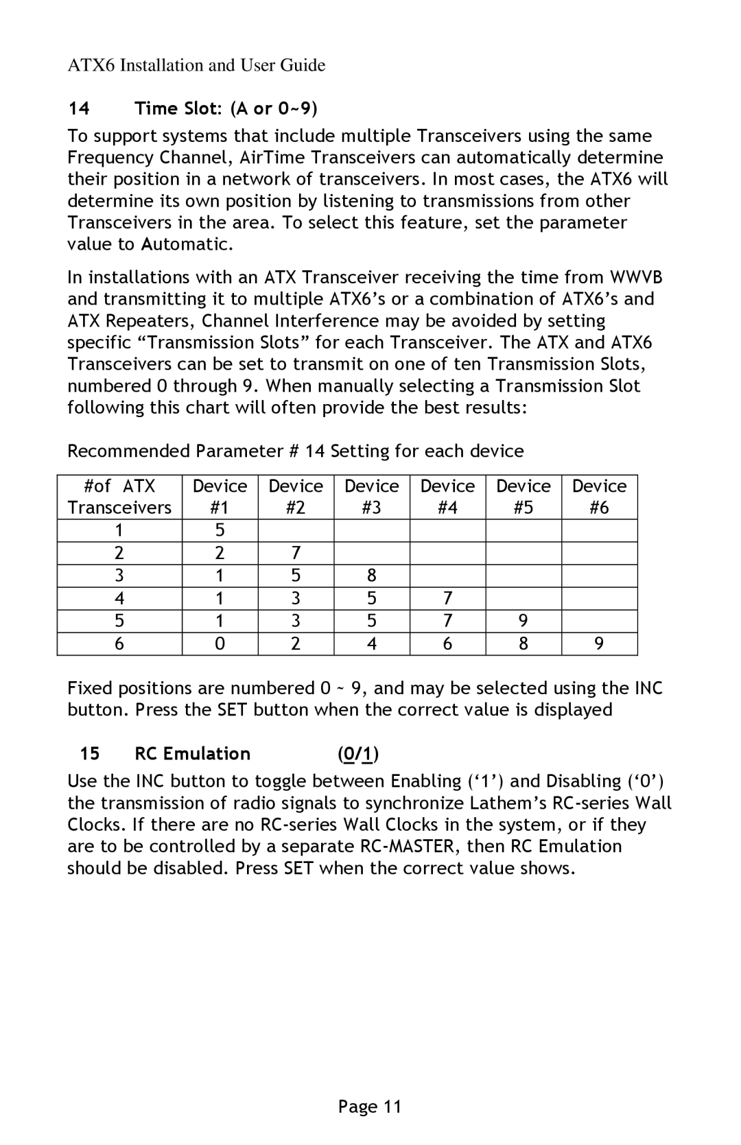 Lathem manual ATX6 Installation and User Guide 