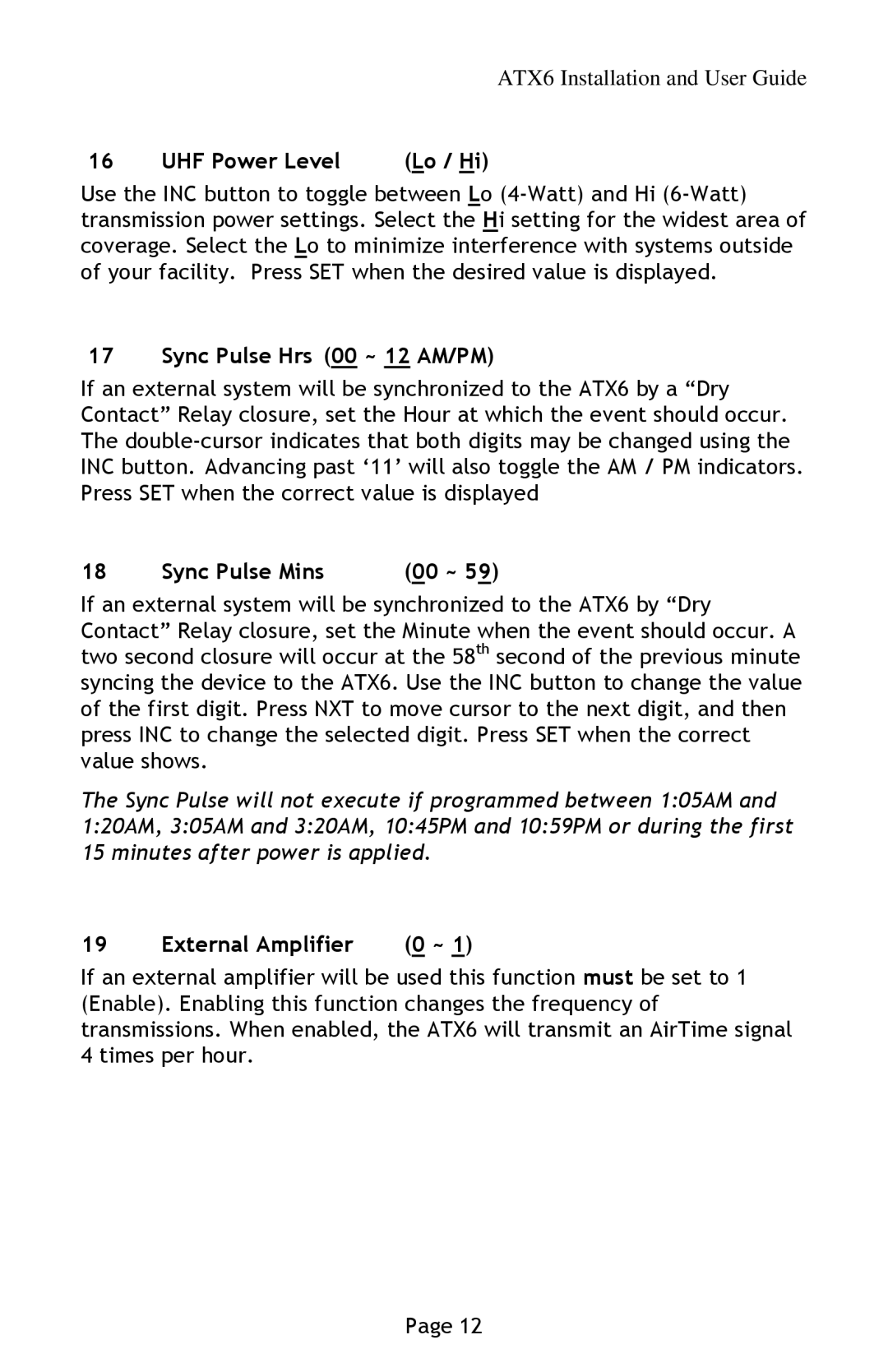 Lathem manual ATX6 Installation and User Guide 