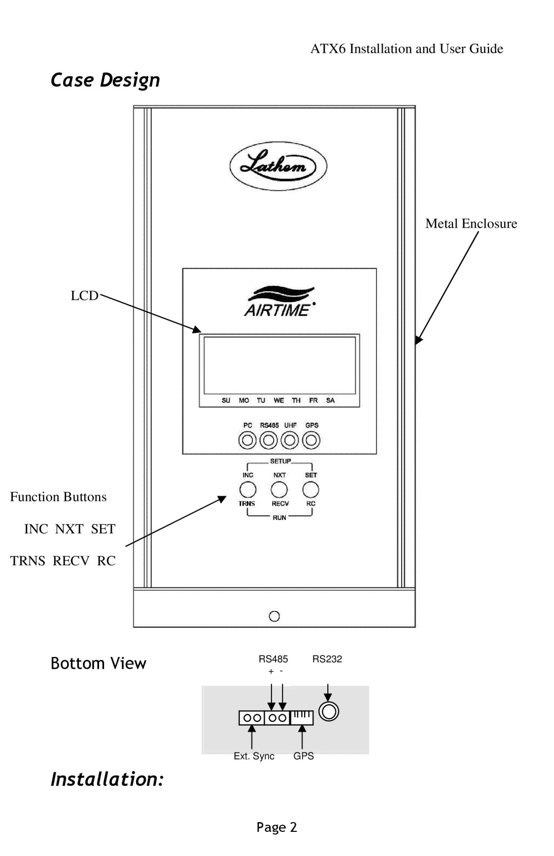 Lathem ATX6 manual Case Design 