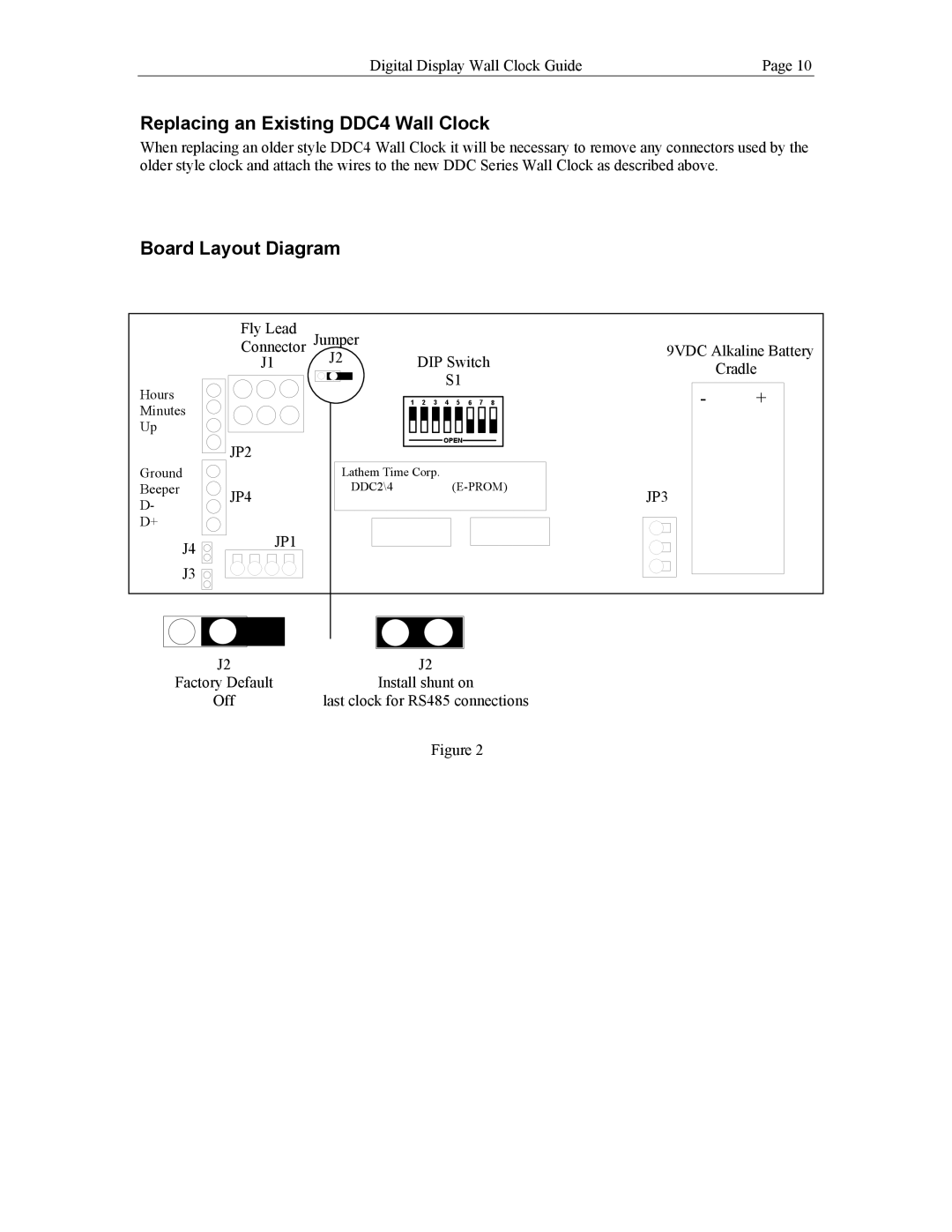 Lathem DDC2 manual Replacing an Existing DDC4 Wall Clock, Board Layout Diagram 