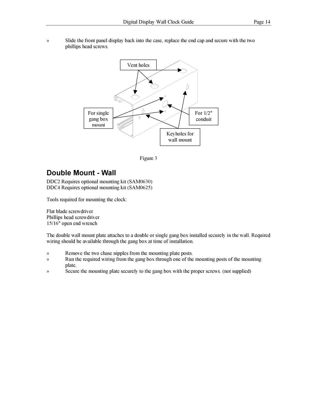 Lathem DDC2, DDC4 manual Double Mount Wall 