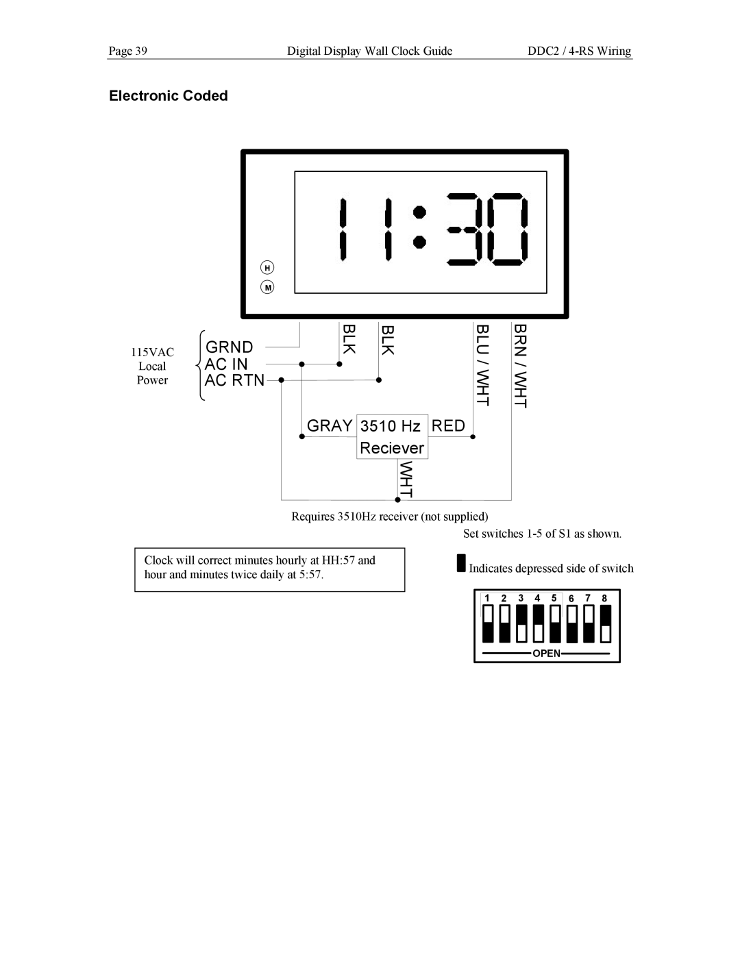 Lathem DDC4, DDC2 manual Grnd AC RTN BLK BLU, Electronic Coded 