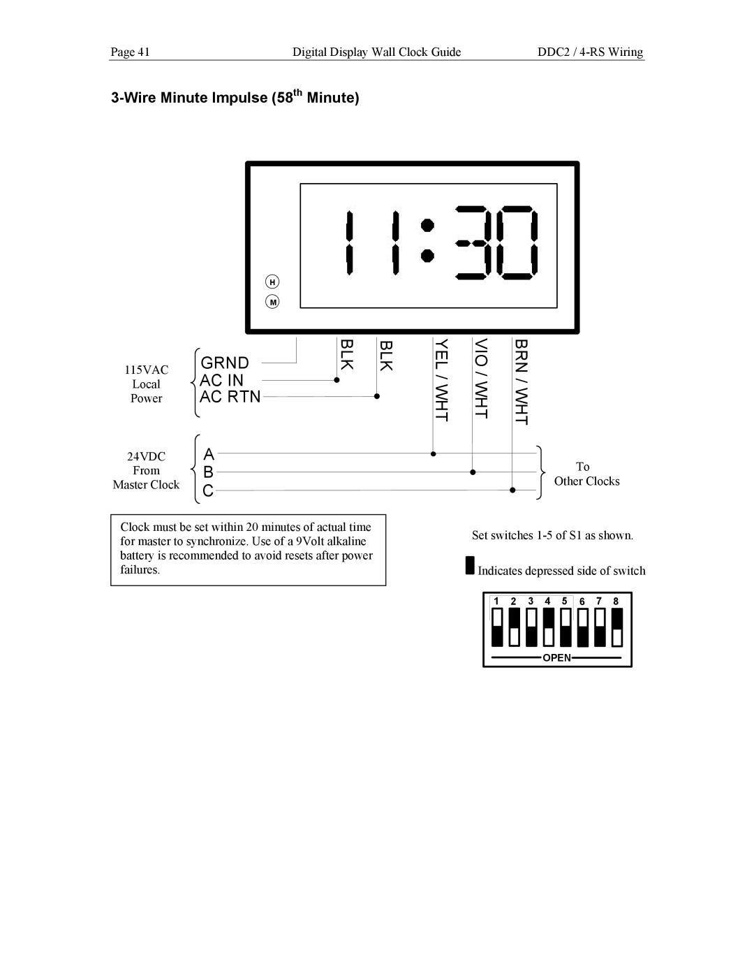 Lathem DDC4, DDC2 manual Grnd BLK, Wire Minute Impulse 58th Minute 