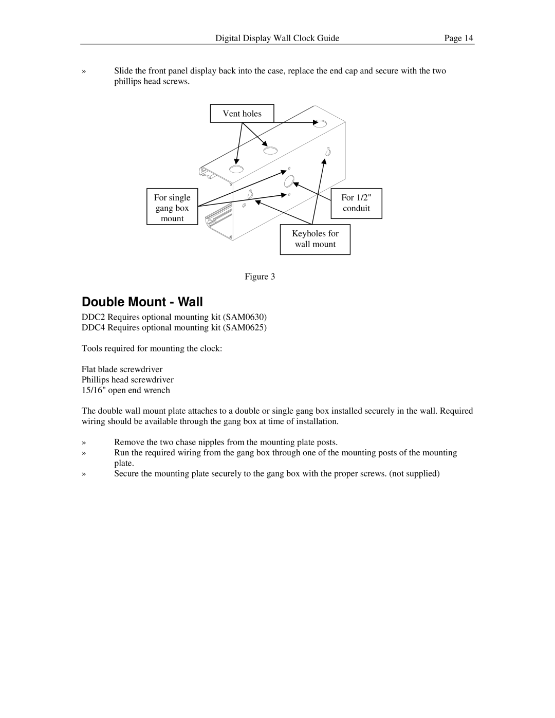 Lathem DDC2 manual Double Mount Wall 