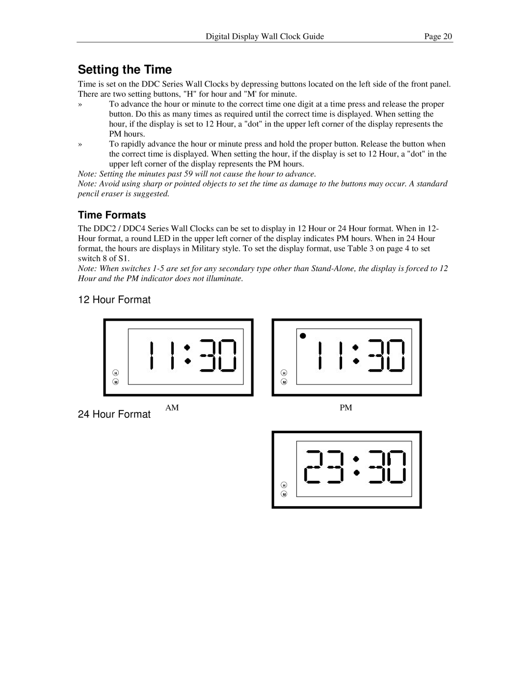 Lathem DDC2 manual Setting the Time, Time Formats 