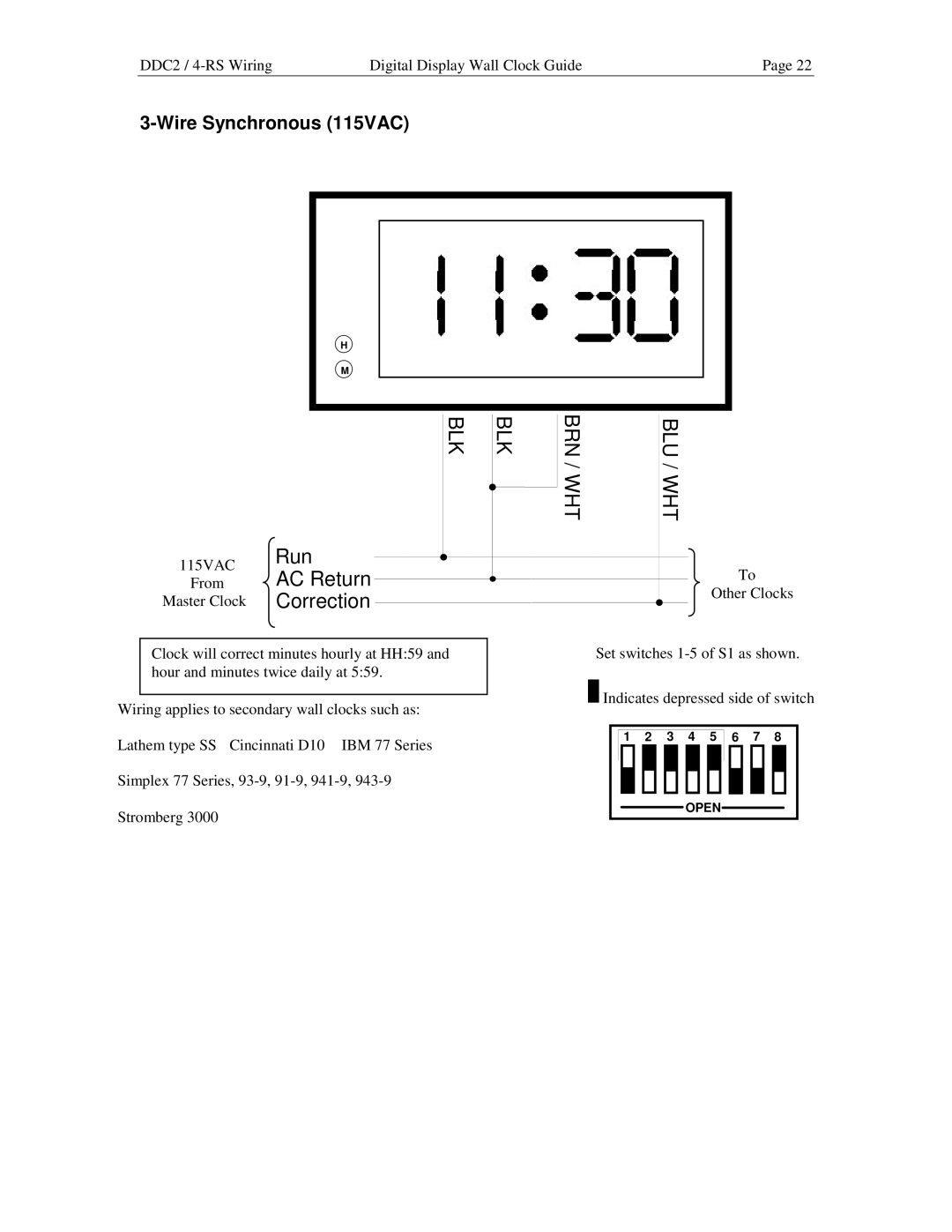 Lathem DDC2 manual Wht, Wire Synchronous 115VAC 