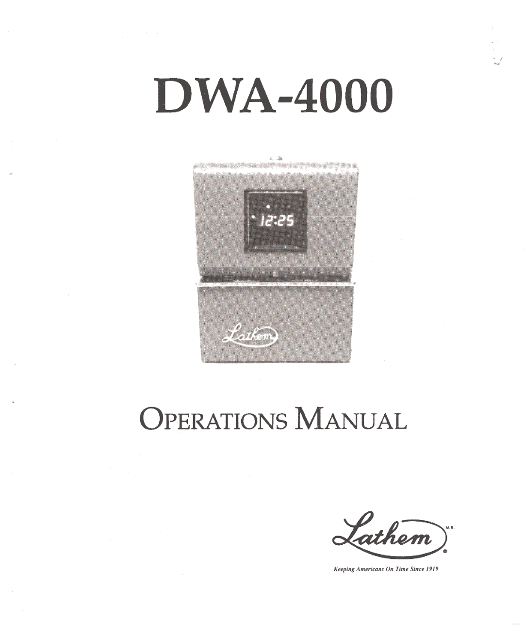 Lathem DWA-4000 manual 