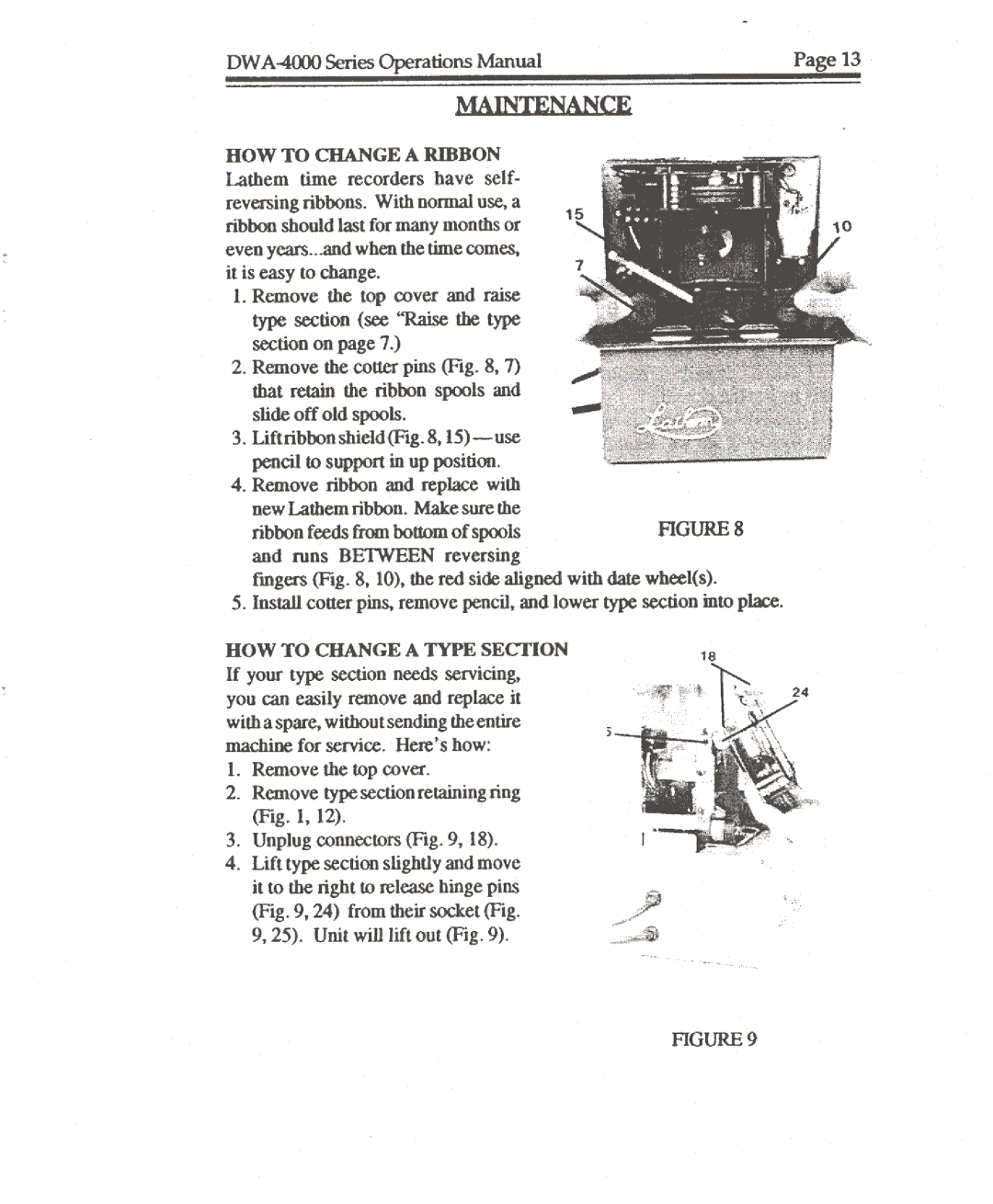 Lathem DWA-4000 manual 