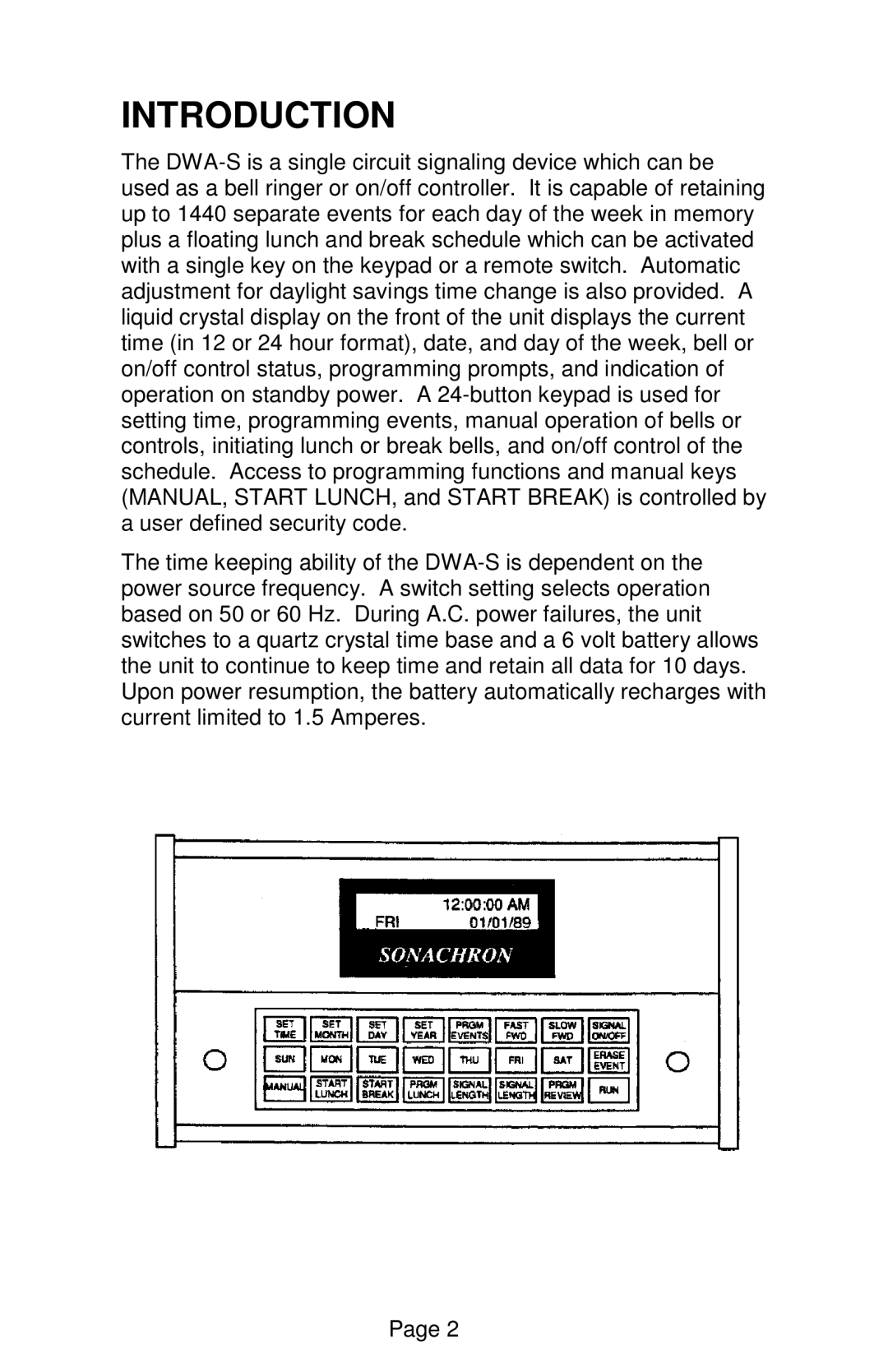 Lathem DWA-S user manual Introduction 