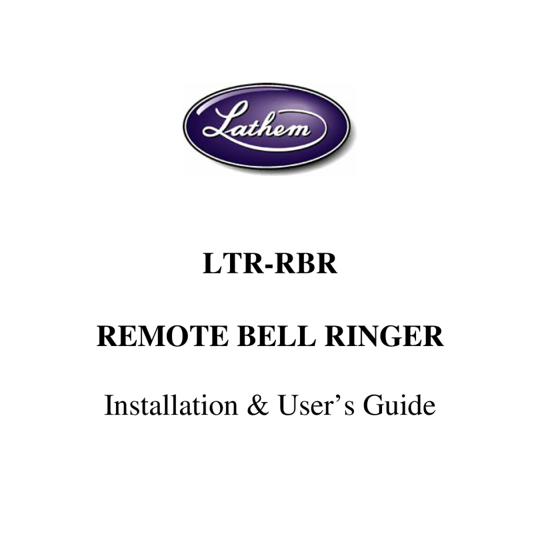 Lathem manual LTR-RBR Remote Bell Ringer 