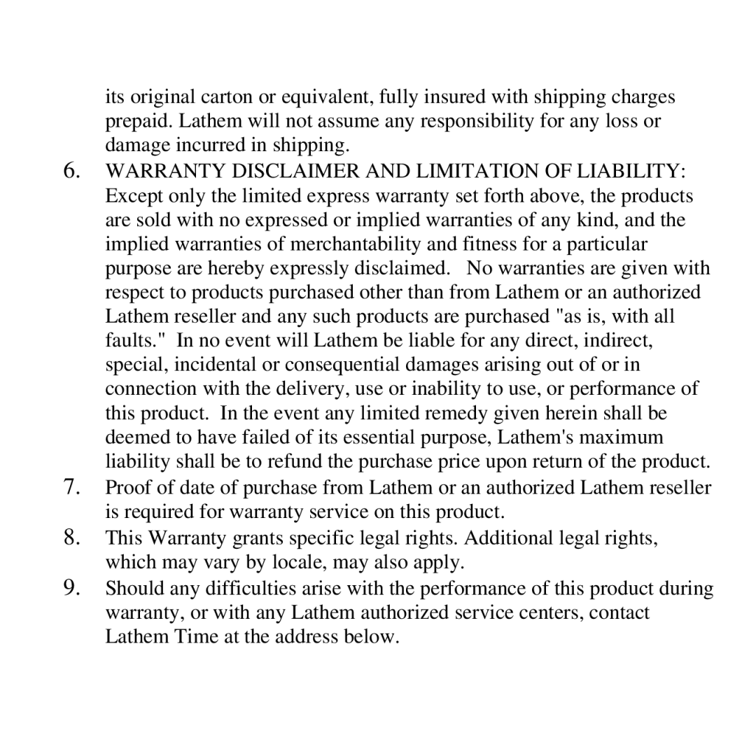 Lathem LTR-RBR manual 