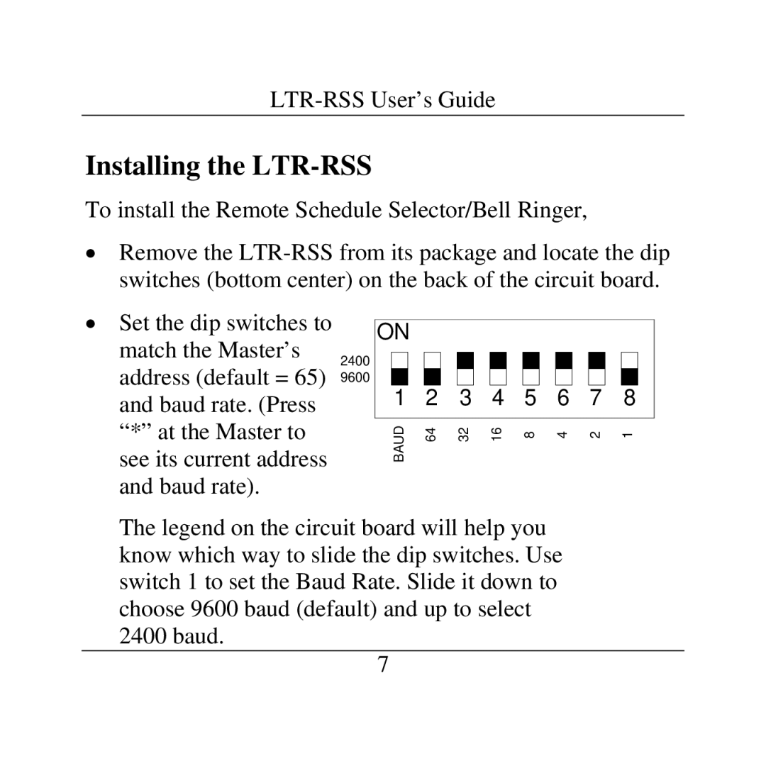 Lathem manual Installing the LTR-RSS 