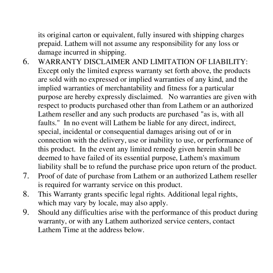 Lathem LTR-RSS manual 