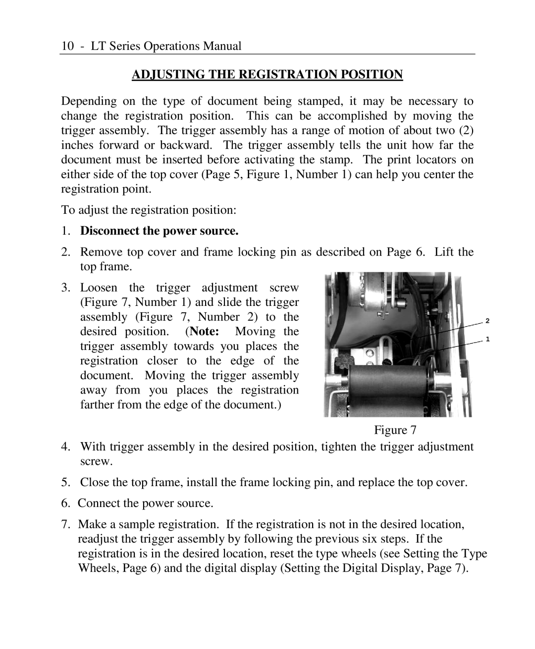 Lathem LTN, LTTNC, LTD, LT Series, LTTC user manual Adjusting the Registration Position 