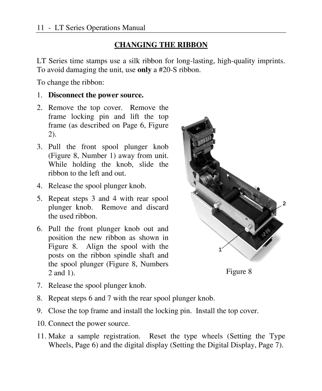 Lathem LT Series, LTN, LTTNC, LTD, LTTC user manual Changing the Ribbon 