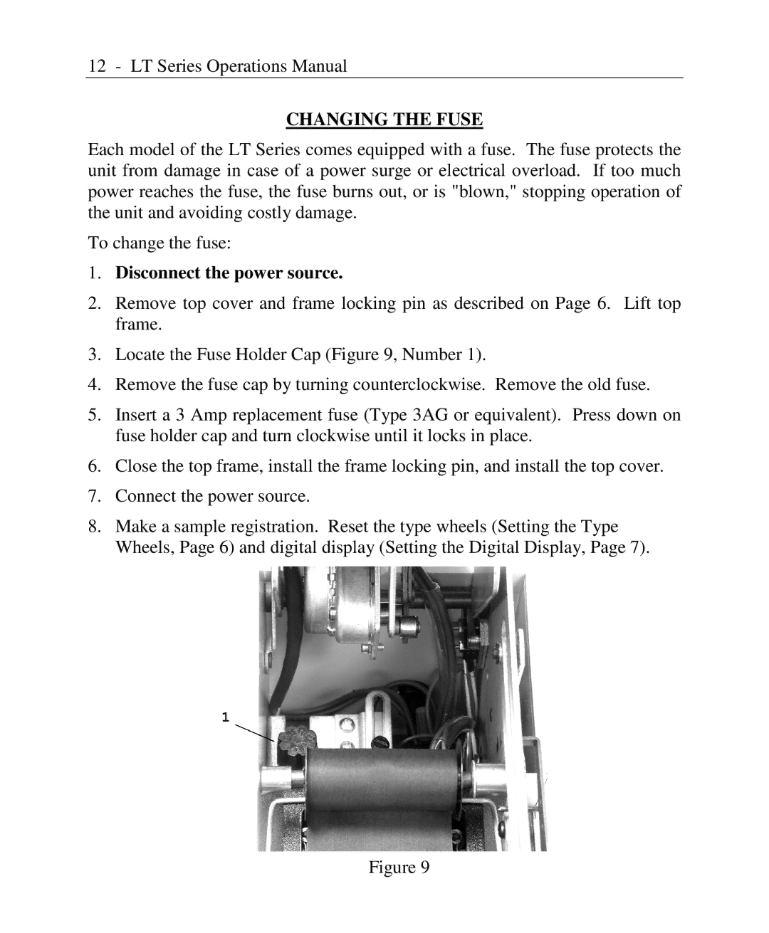 Lathem LTTC, LTN, LTTNC, LTD, LT Series user manual Changing the Fuse 