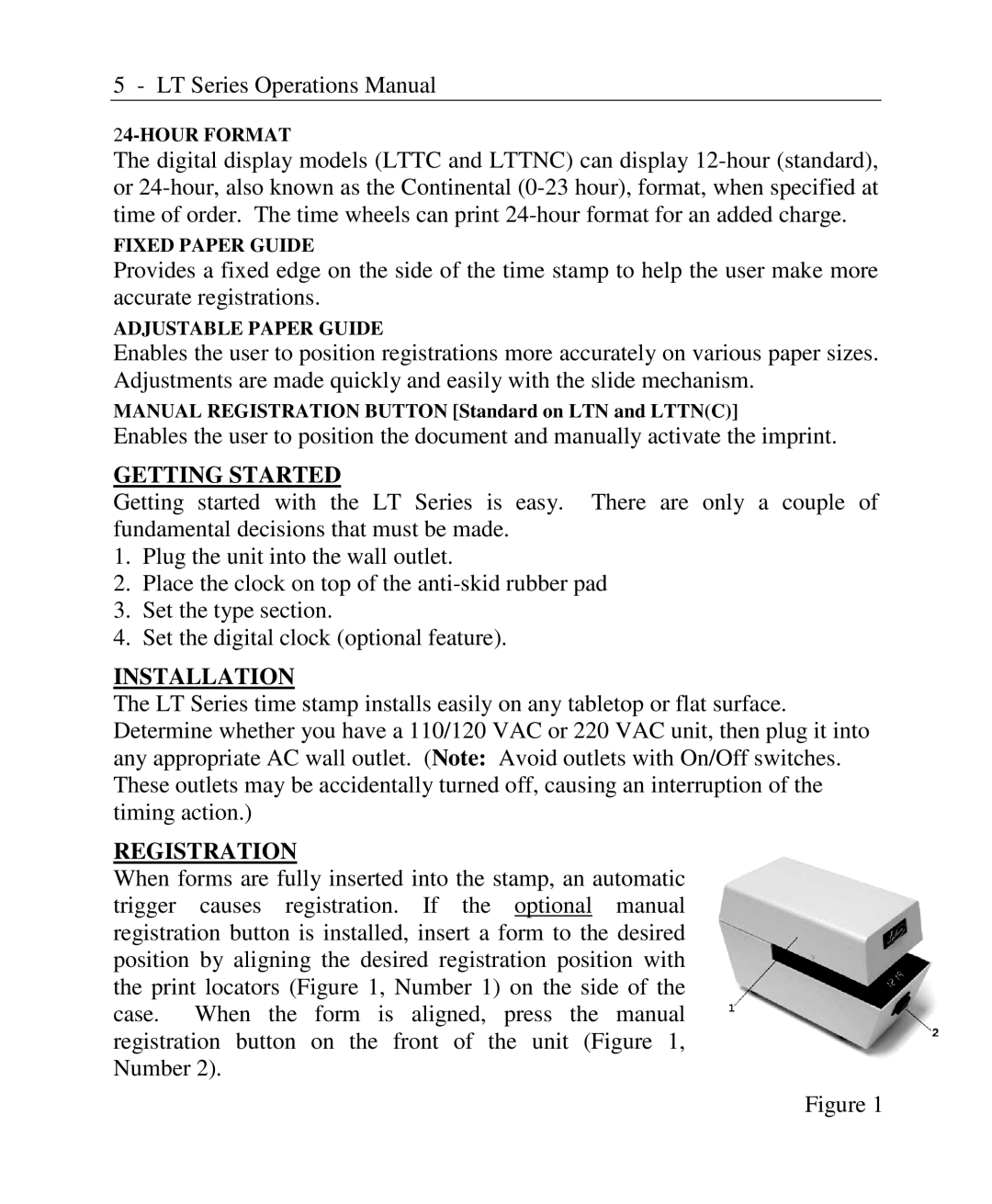 Lathem LTTC, LTN, LTTNC, LTD, LT Series user manual Getting Started, Installation, Registration 