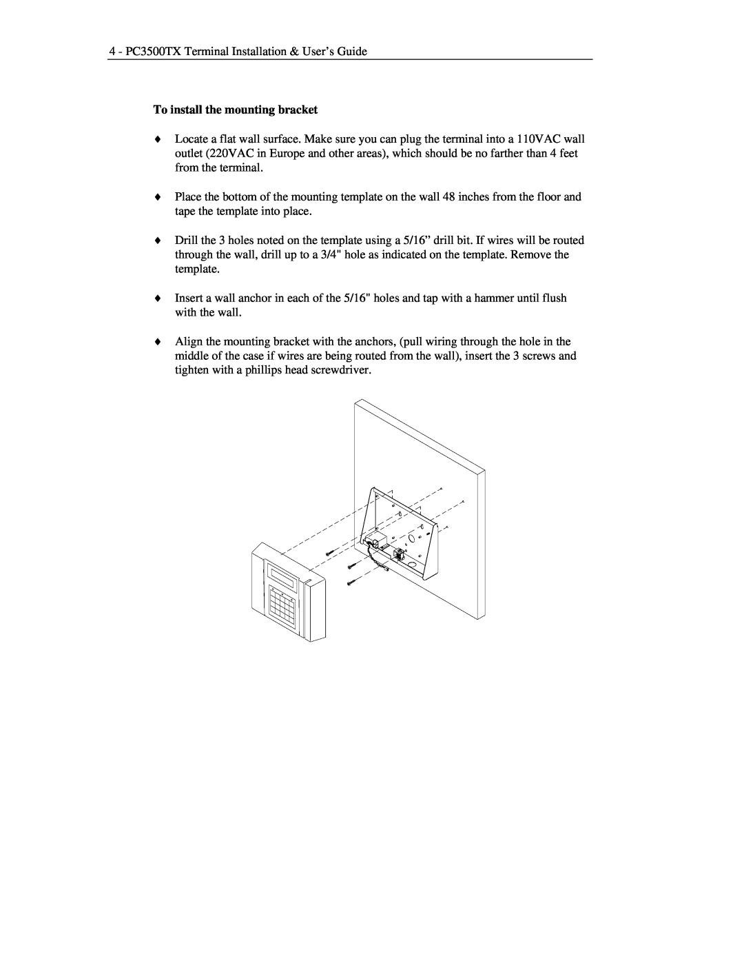 Lathem PC3500TX manual To install the mounting bracket 