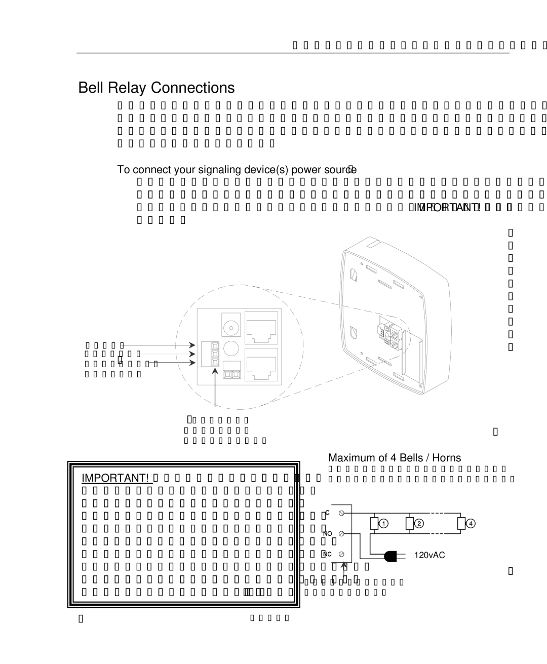 Lathem PC400TX manual Bell Relay Connections, To connect your signaling devices power source, Maximum of 4 Bells / Horns 