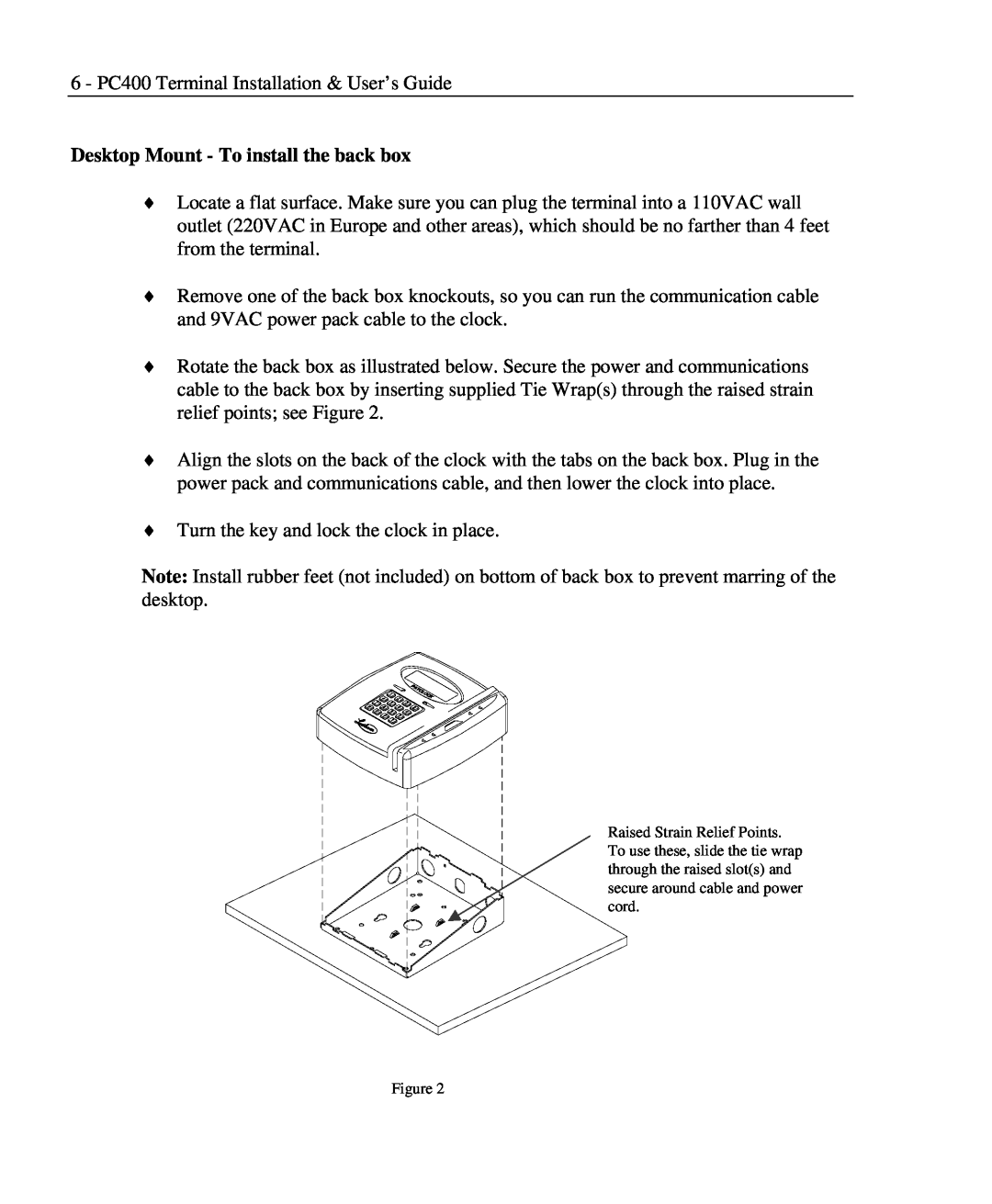 Lathem PC400TX manual Desktop Mount - To install the back box 