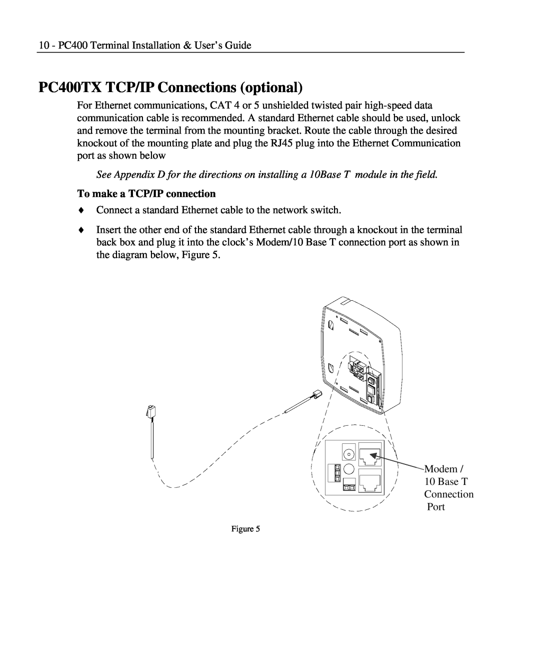 Lathem manual PC400TX TCP/IP Connections optional, To make a TCP/IP connection 