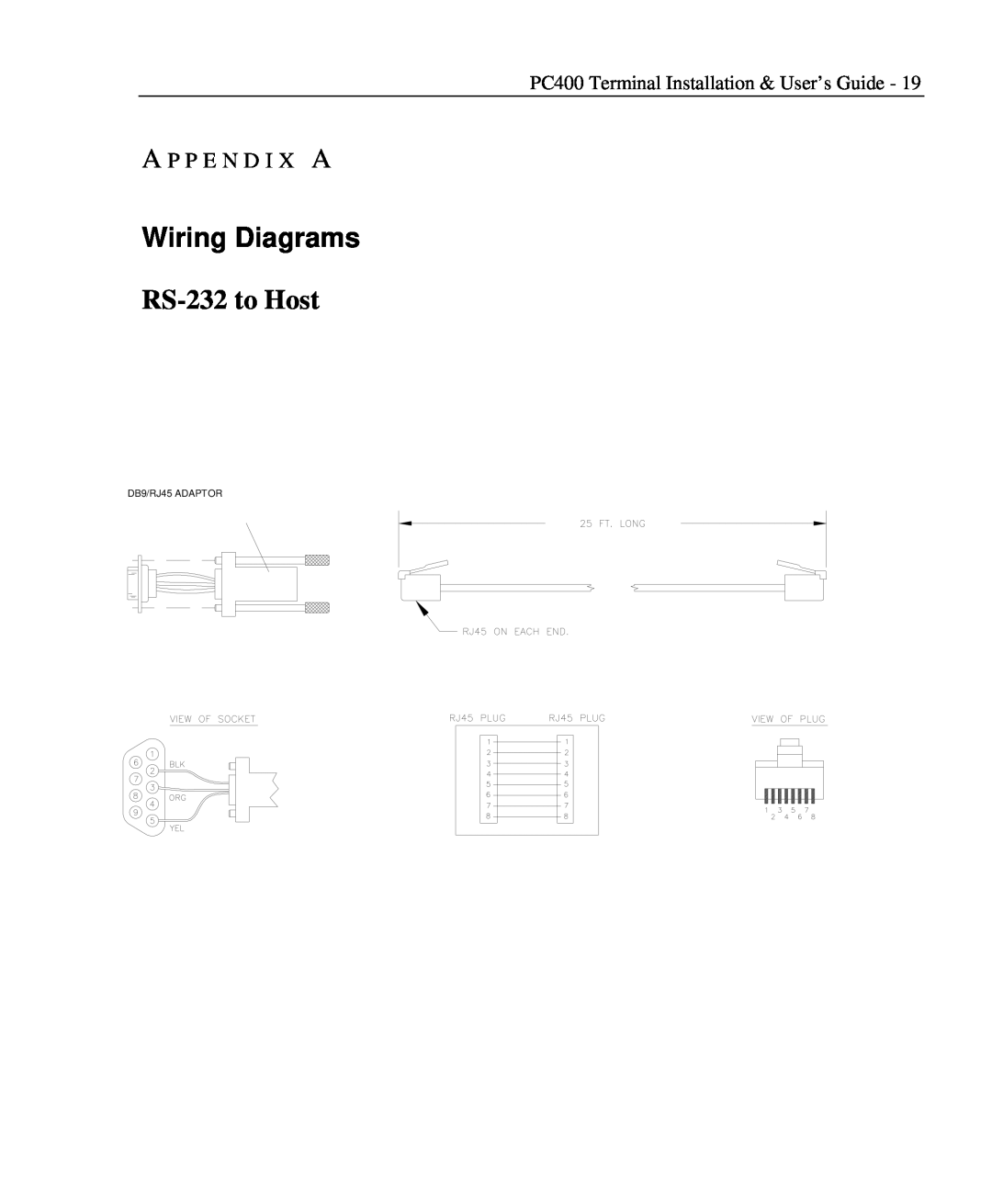 Lathem PC400TX manual Wiring Diagrams, RS-232 to Host, A P P E N D I X A, DB9/RJ45 ADAPTOR 