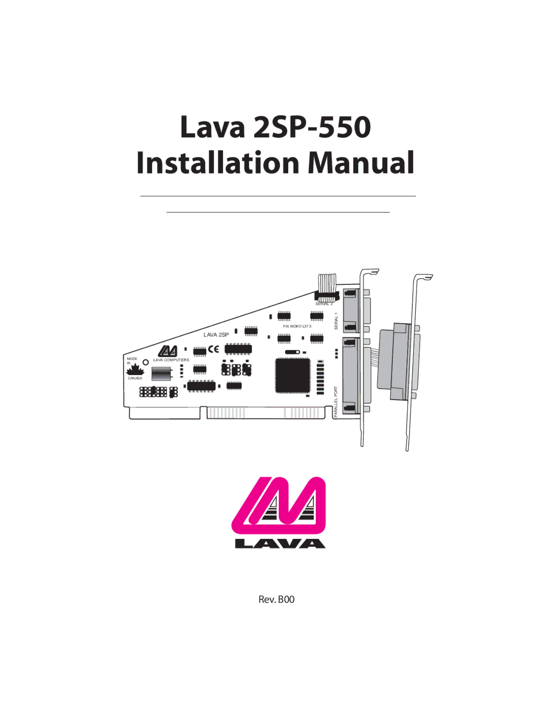 Lava Computer installation manual Lava 2SP-550 Installation Manual 