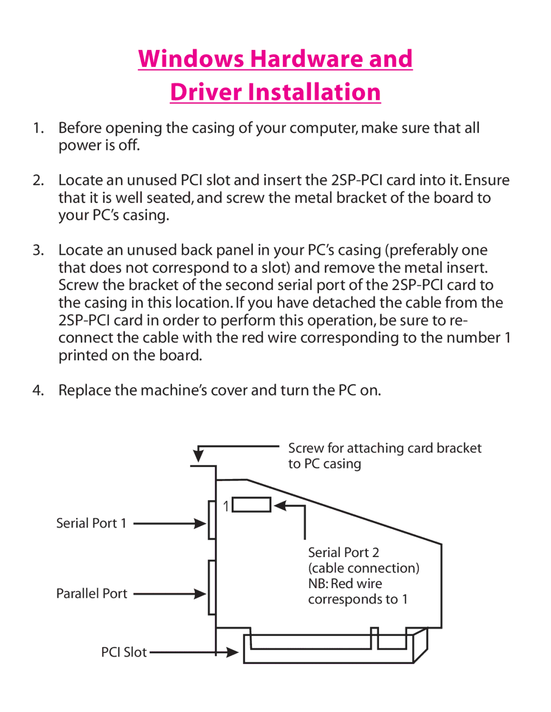 Lava Computer 2SP-PCI installation manual Windows Hardware Driver Installation 