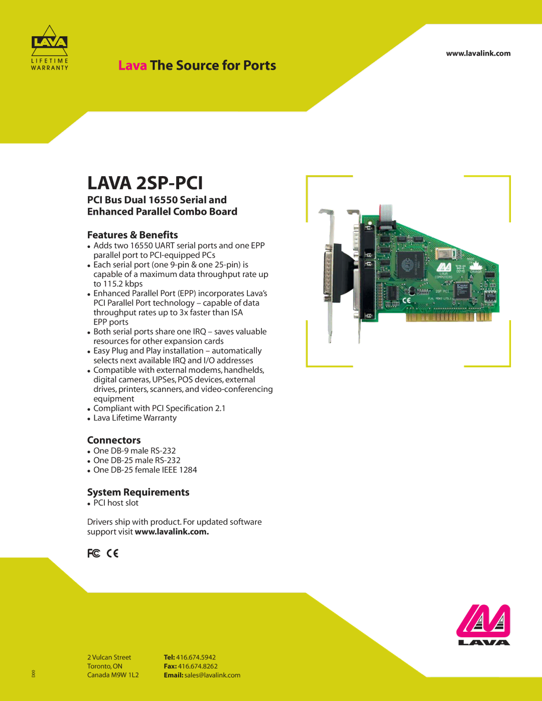 Lava Computer warranty Lava 2SP-PCI 