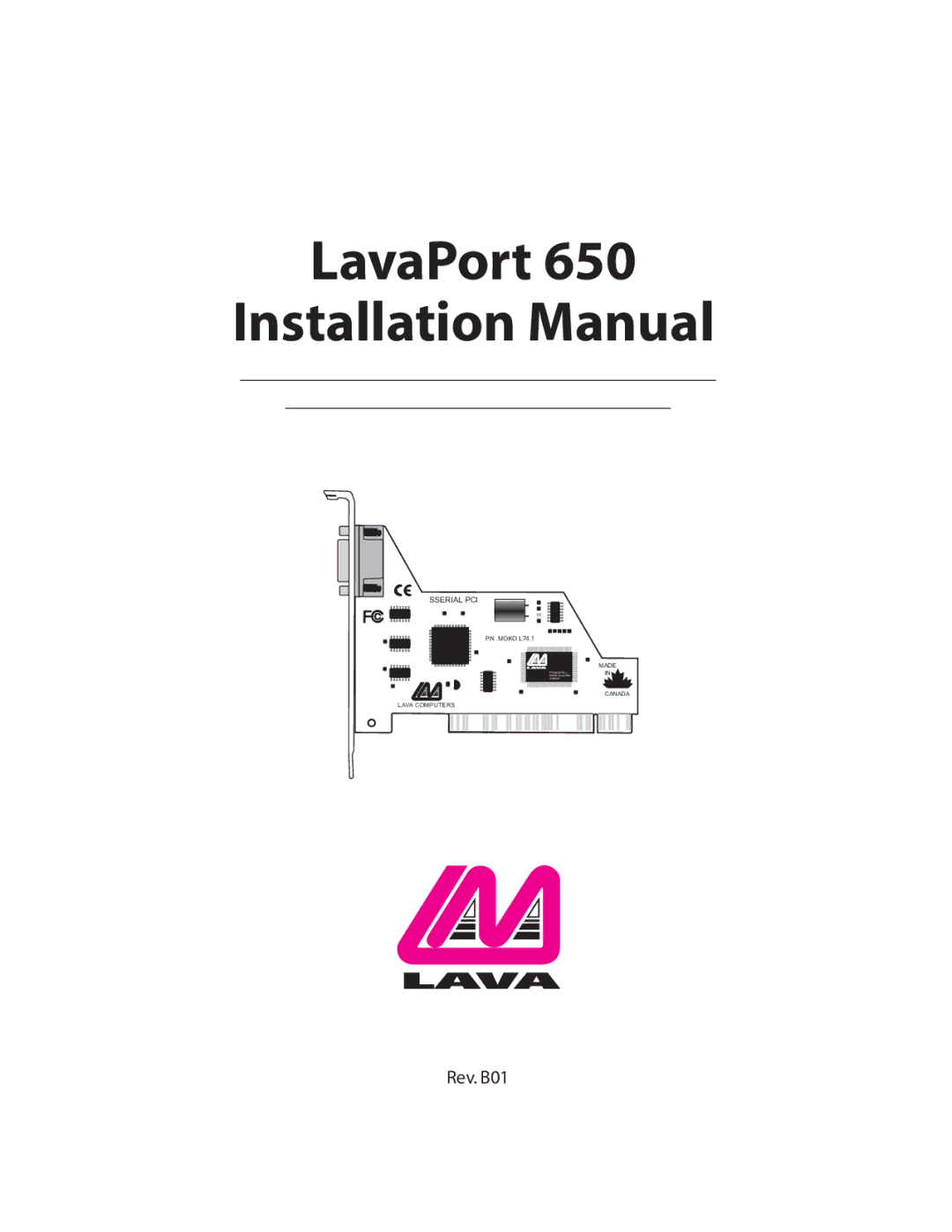 Lava Computer 650 installation manual LavaPort Installation Manual 