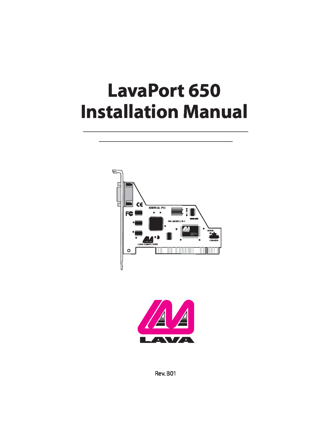 Lava Computer 650 installation manual LavaPort Installation Manual, Rev. B01 