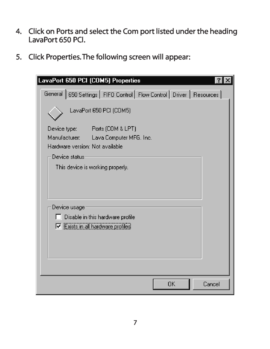 Lava Computer 650 installation manual Click Properties. The following screen will appear 