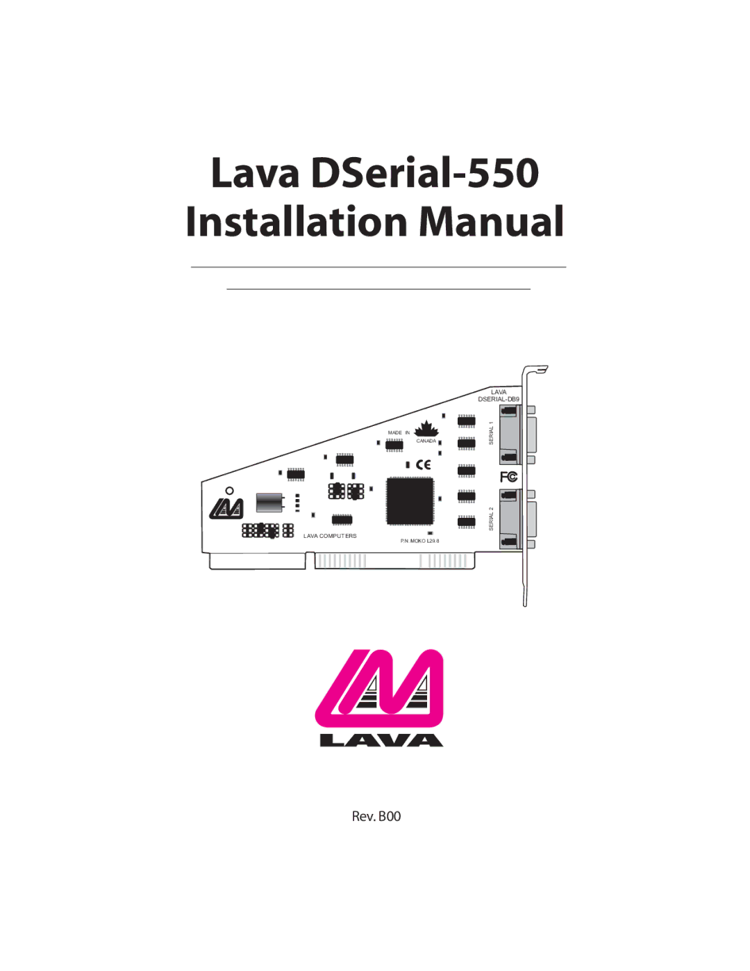 Lava Computer installation manual Lava DSerial-550 Installation Manual 