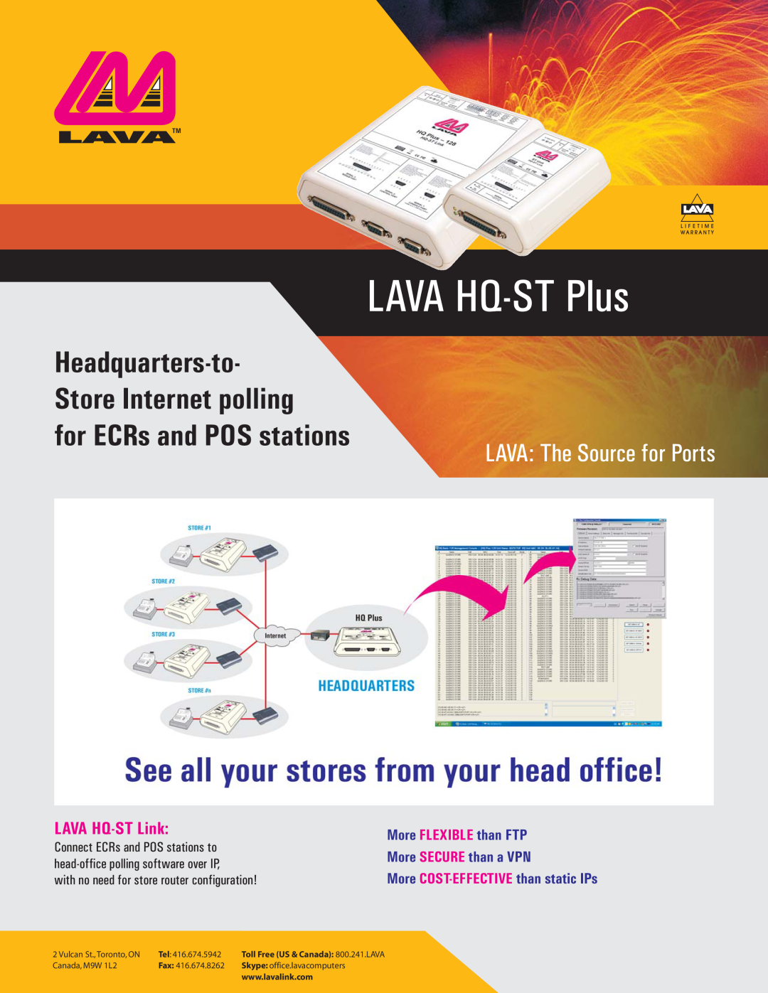 Lava Computer manual LAVA HQ-ST Plus, for ECRs and POS stations, LAVA The Source for Ports, LAVA HQ-ST Link 