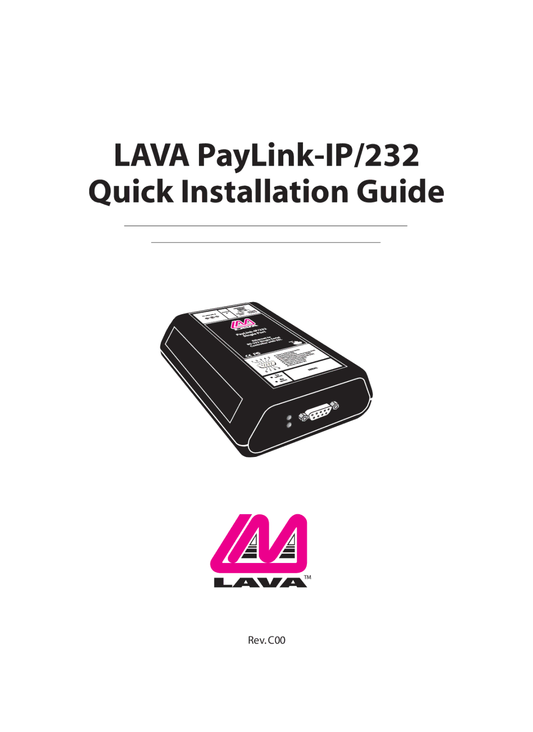 Lava Computer manual Lava PayLink-IP/232 Quick Installation Guide 