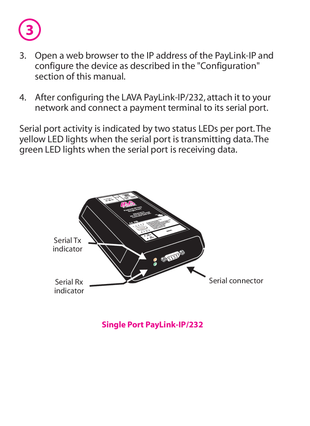 Lava Computer manual Single Port PayLink-IP/232 