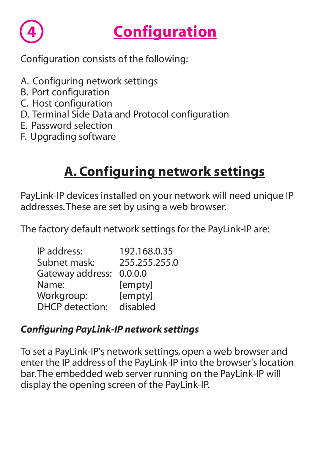 Lava Computer IP/232 manual Configuration, Configuring network settings 