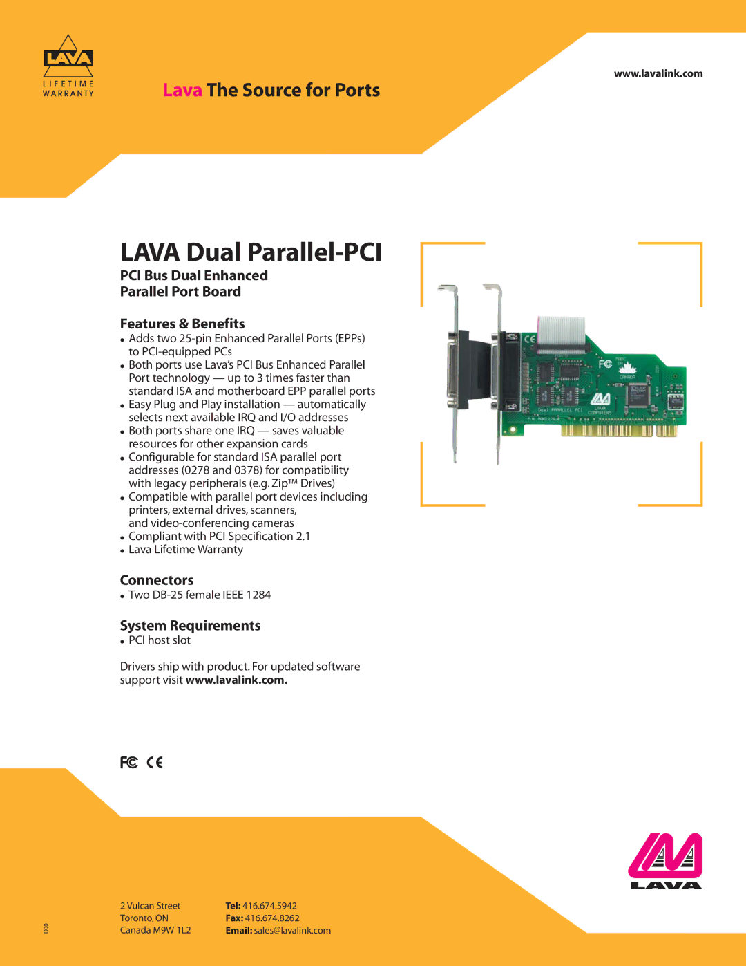 Lava Computer LAVA Dual Parallel-PCI warranty Lava Dual Parallel-PCI 