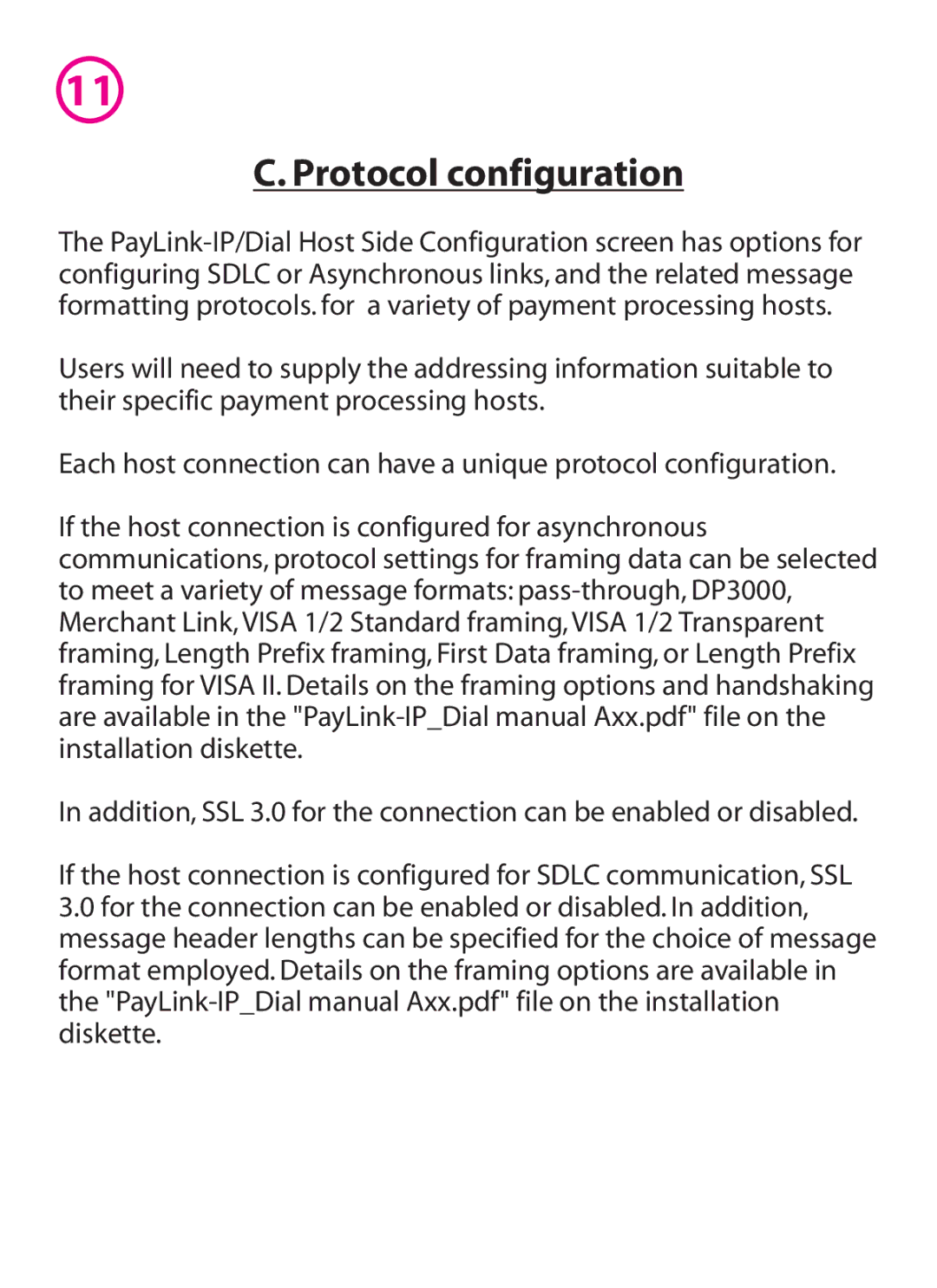 Lava Computer lava paylink-ip/dial, 800 manual Protocol configuration 