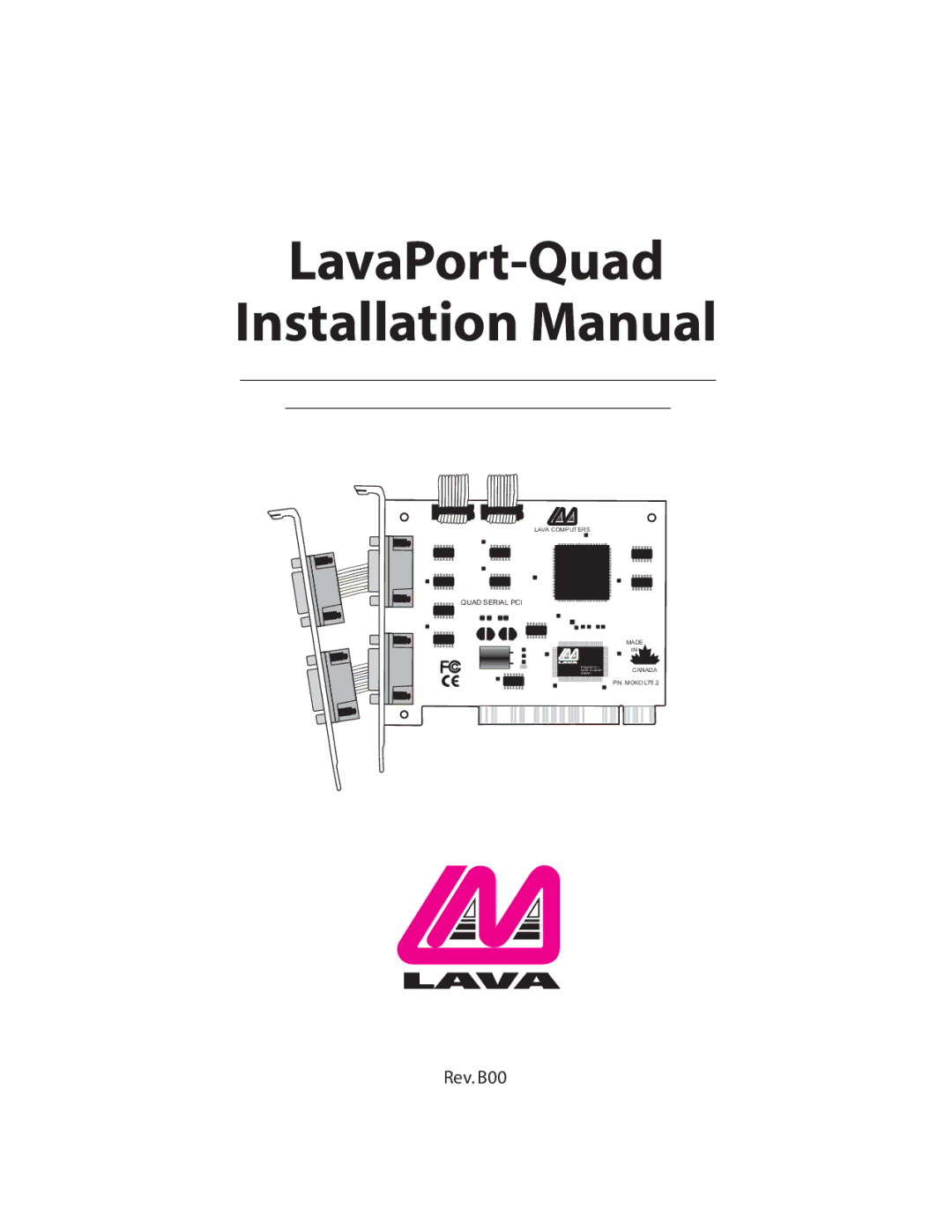 Lava Computer MOKO L75.2 installation manual LavaPort-Quad Installation Manual 