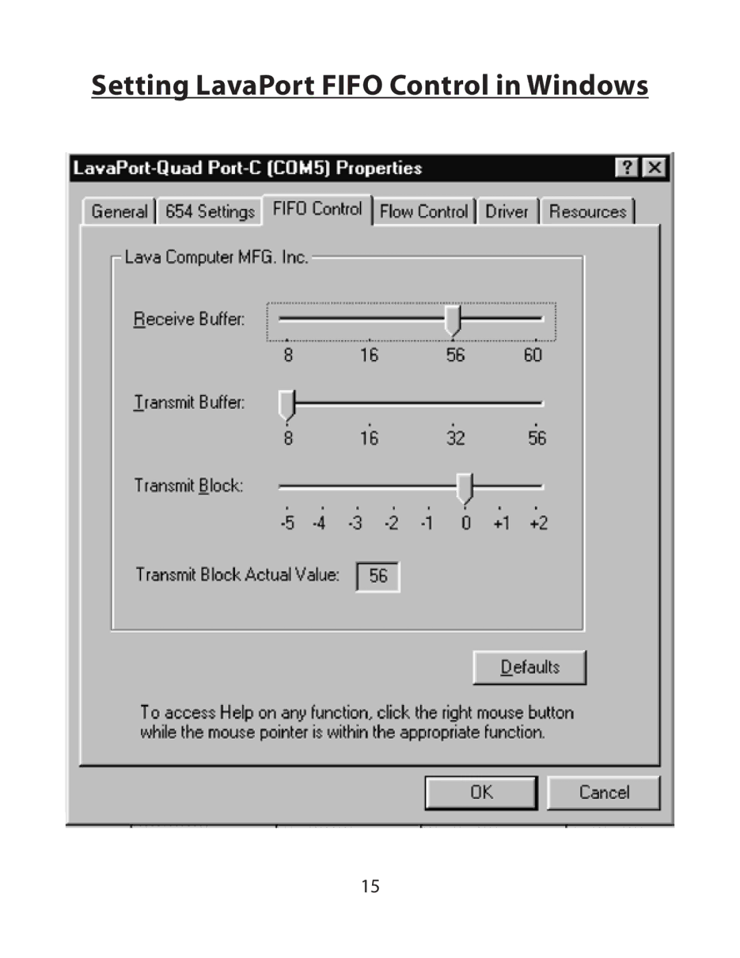 Lava Computer MOKO L75.2, LavaPort-Quad installation manual Setting LavaPort Fifo Control in Windows 