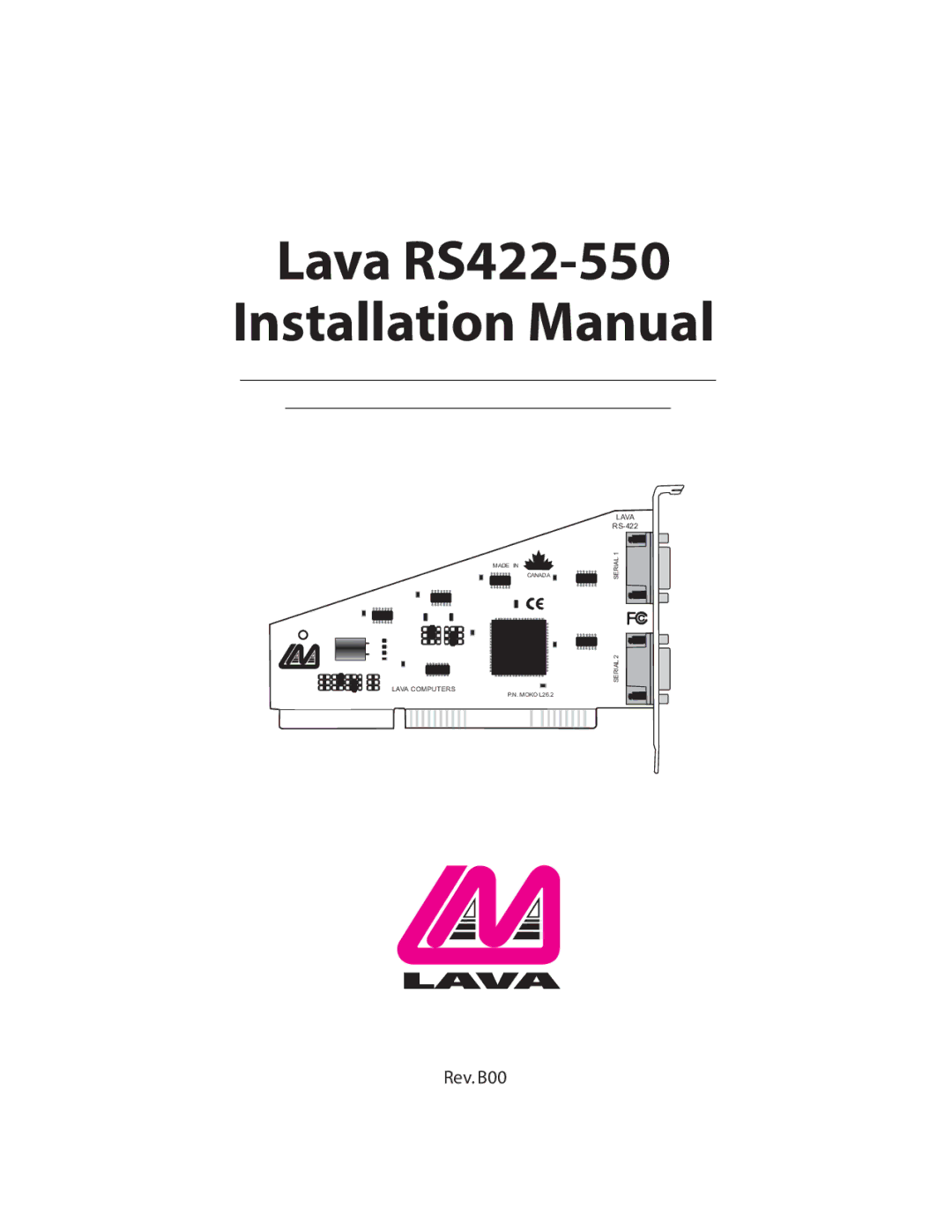 Lava Computer RS550 installation manual Lava RS422-550 Installation Manual 