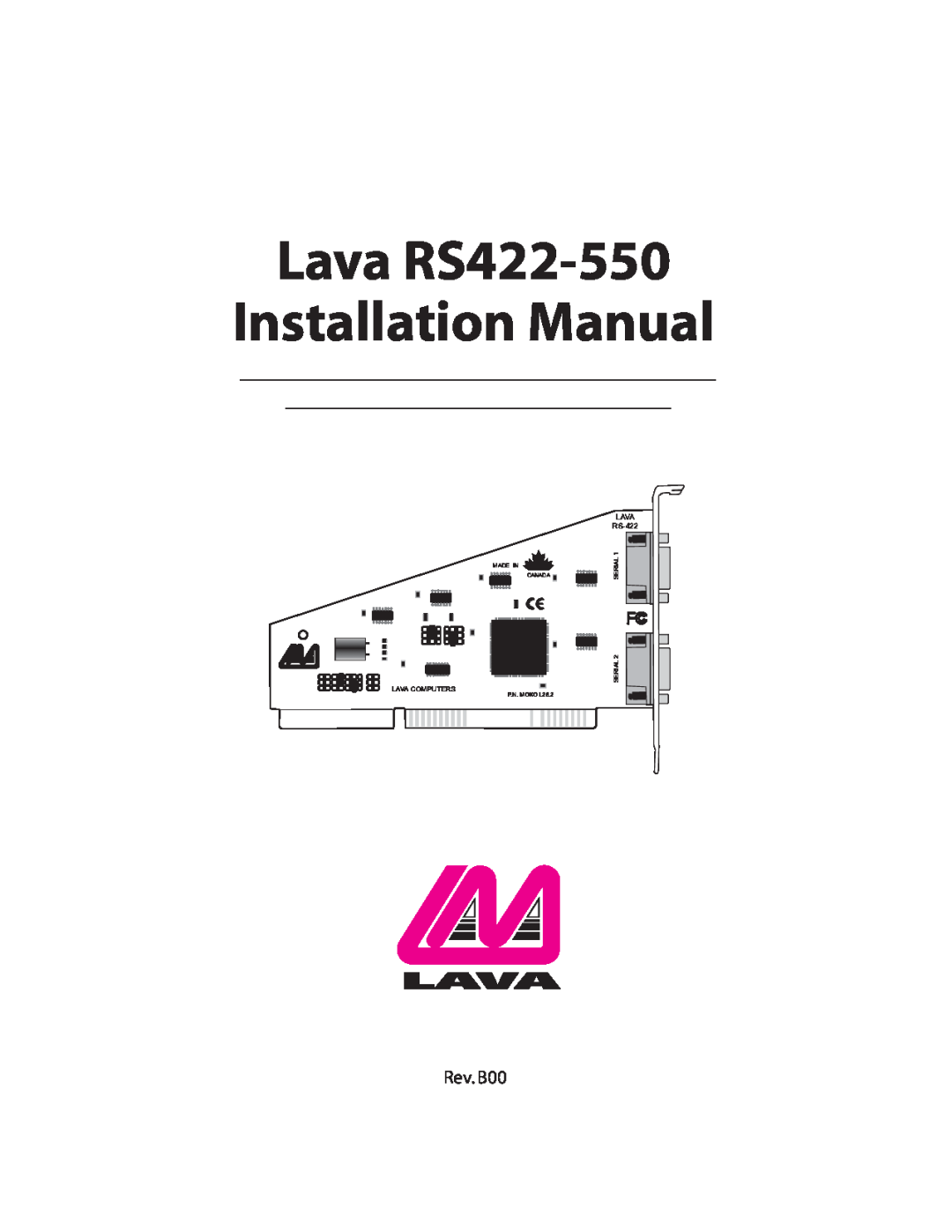 Lava Computer RS550 installation manual Lava RS422-550 Installation Manual, LAVA RS-422 SERIAL, Serial Lava Computers 